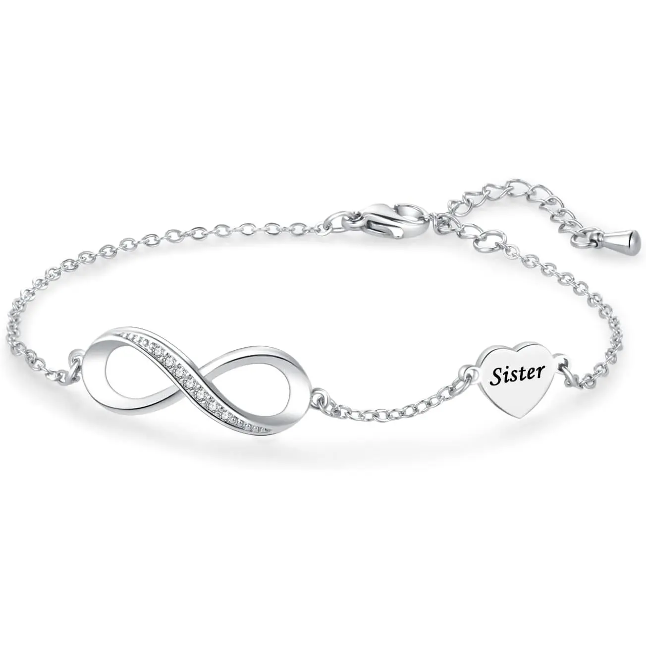 Infinity Heart Bracelets for Women  Stainless Steel Mom Dad Auntie Daughter Sister Bracelets
