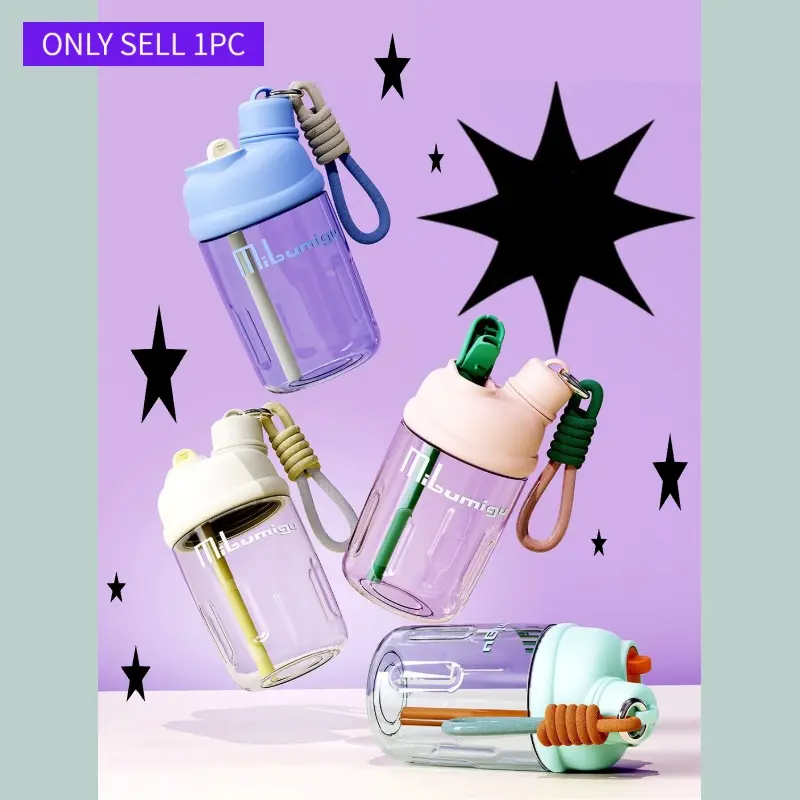 1PC Four colors are shipped randomly. This water cup is for students and kids, can be used in two ways, has a large capacity, looks great, is heat-resistant, shockproof, portable, and easy to use - a perfect gift for friends who love vibrant colors