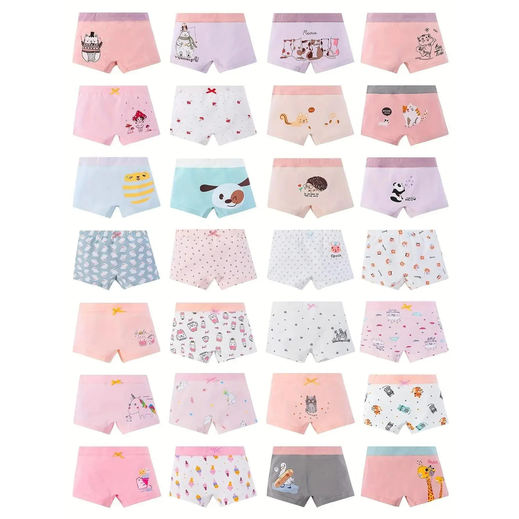 Girls' Boxer Shorts 12-Pack, Soft Cotton All Over Print Breathable Underwear for Toddlers & Kids, Stretchable for All Seasons, 4-5Y