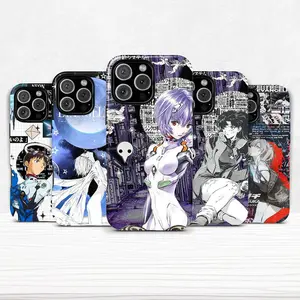 Evangelion anime hard case for iPhone 11–17 Pro Max/Plus series and Samsung Galaxy S23–S25 series.