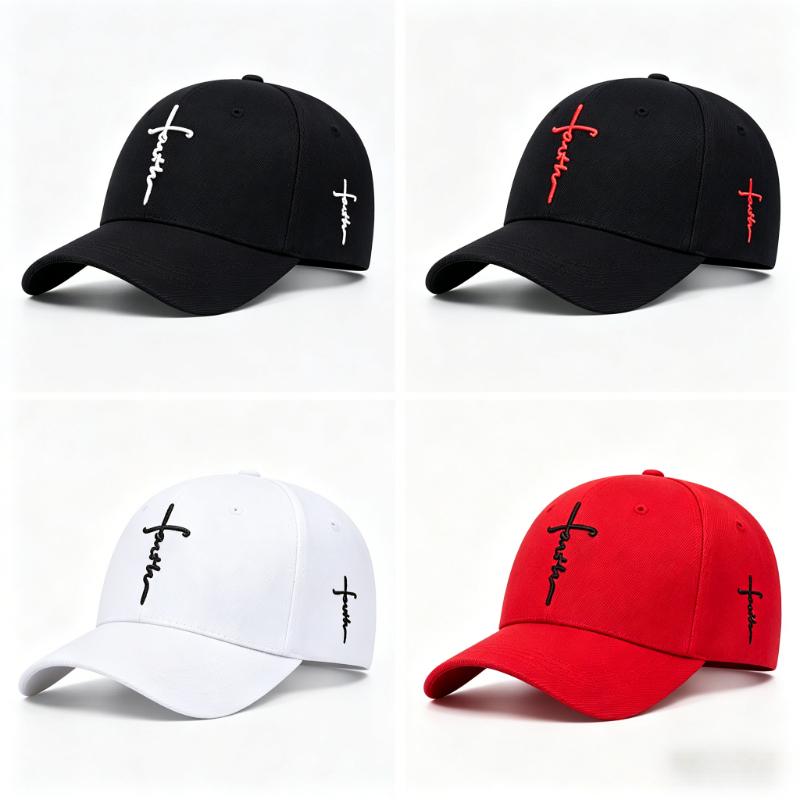 Breathable Cotton Cross Embroidered Baseball Cap, Adjustable Outdoor Sunscreen Hat for Men & Women, Spring/Summer Travel & Streetwear