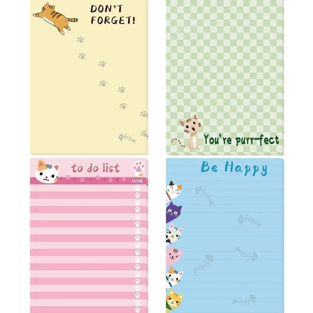 Cats Memo Pads 4 Pack Cute  Notepads for Office  Teacher Appreciation  School