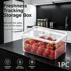Food-Grade BPA-Free Refrigerator Storage Container with Date Tracking Lid, Clear Visible Design, Perfect for Fruits, Vegetables, Meat and Household Kitchen Fresh Food Preservation