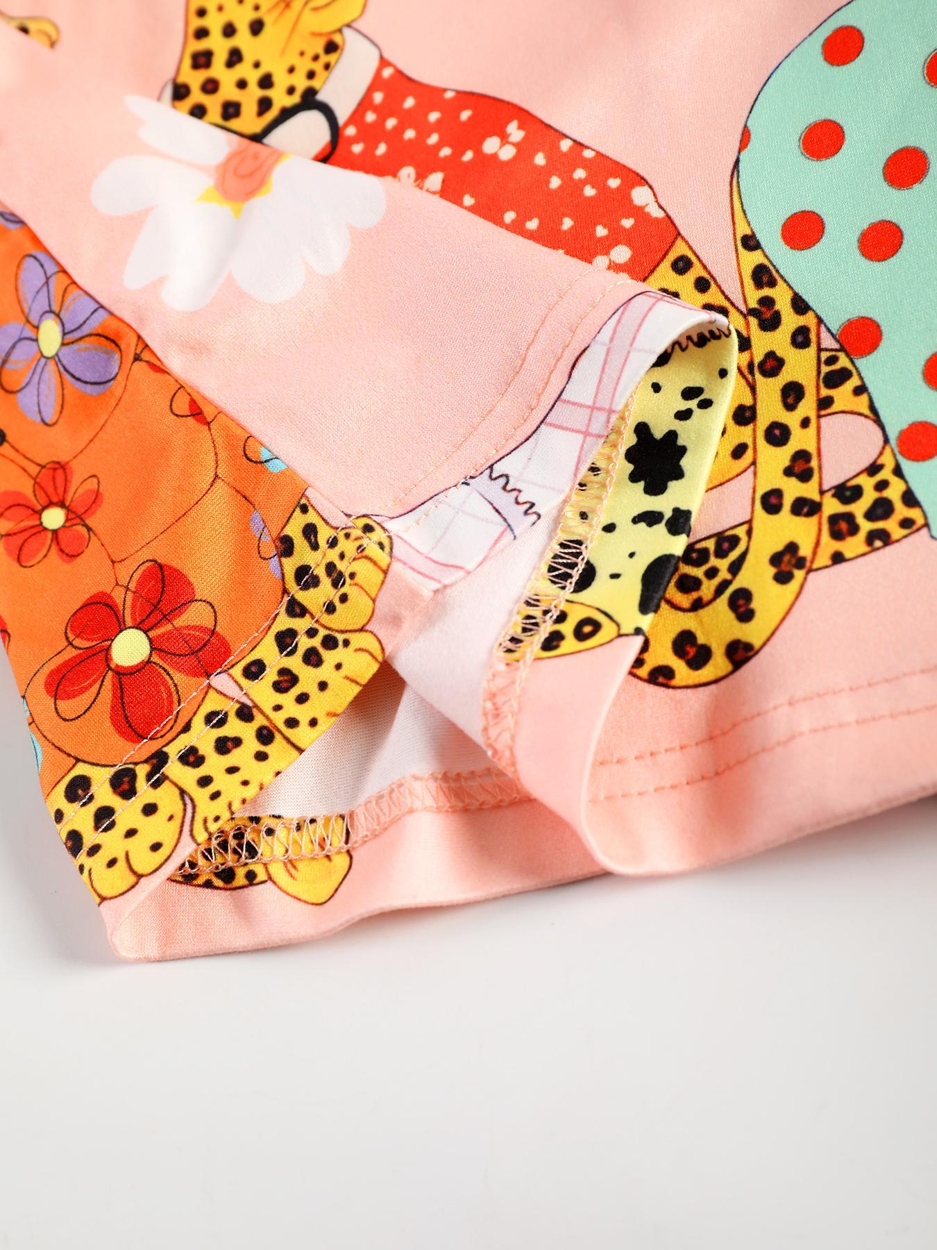 Two-piece Set Women's Heart & Leopard Print Lapel Neck Pajama, Long Sleeve Button Up Top & Elastic Waist Pants Pj Set, Casual Comfortable Sleepwear Loungewear Set for Women