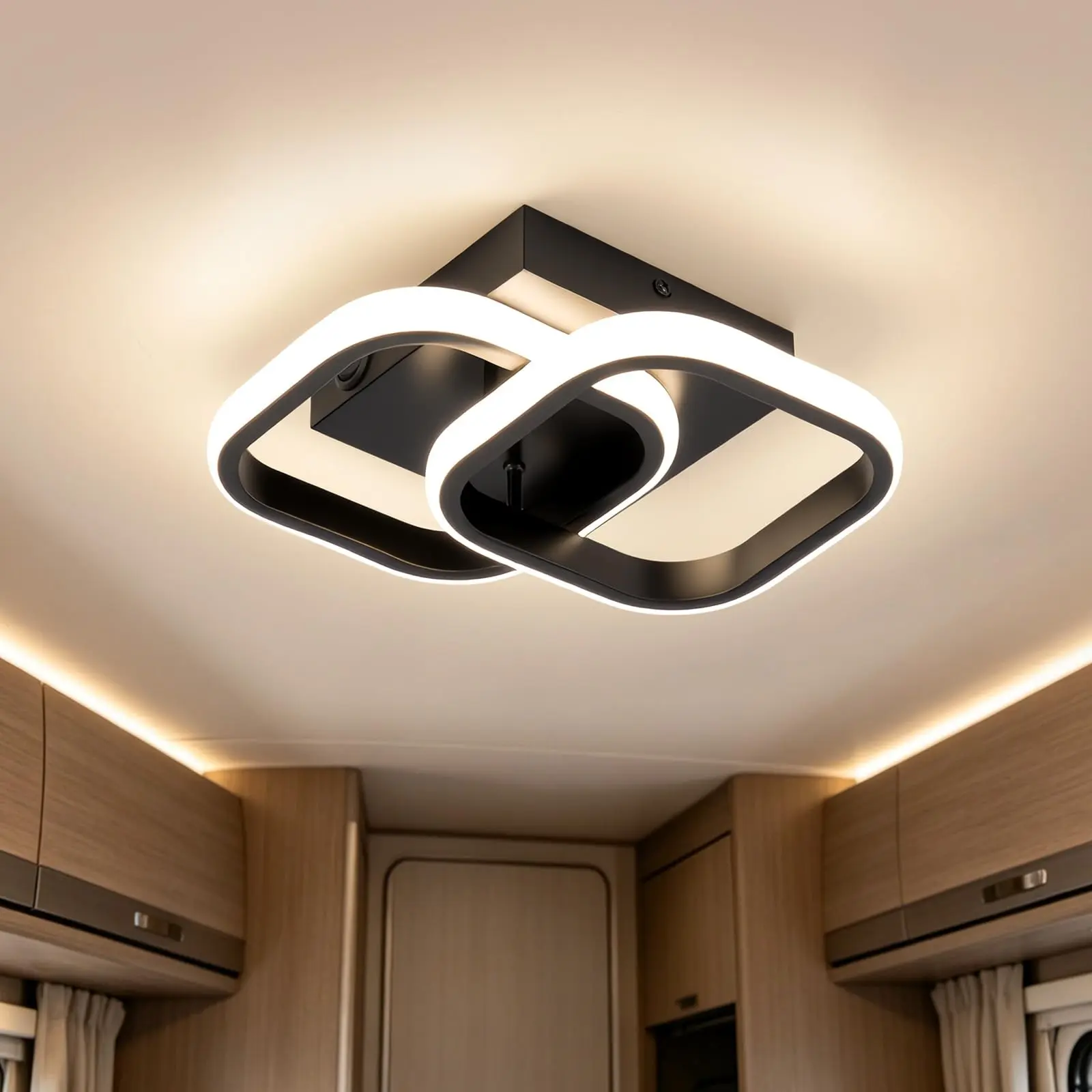 1/2 PC Square Ceiling Lamp, Modern Ceiling Light, LED Hallway Lamp, 3 Dimmable Modes, 18w Cool 6500k, Simple Style, for Corridor, Entry, Bedroom, Office