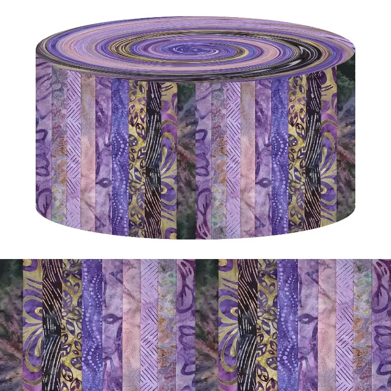 40Pcs Glam Purple Daisy Floral Patterned Cotton Fabric Strips, 2.55x19.7in Precut Quilting Bundle for DIY Handmade Doll Clothing, Sewing & Crochet Supplies