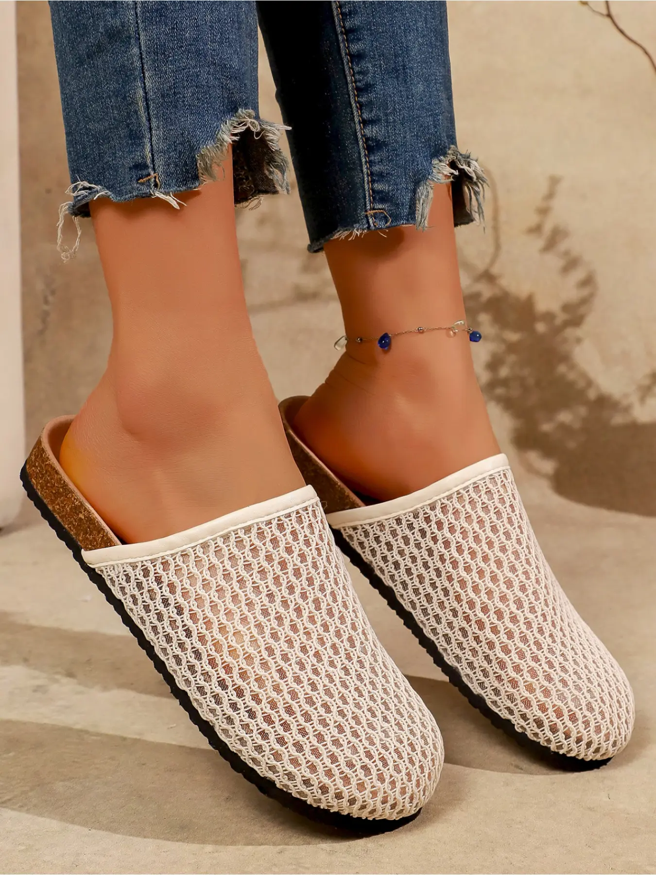 Elegant Date Night Platform Mule Sandals, Beige PU Thick Sole with Buckle for Parties