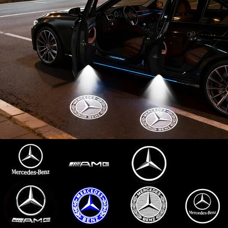 Mercedes Benz LED Car Door Projector Welcome Lights for C E A B Class W205 W212 W213 W176 W246 GLC GLE GLS GLA GLB ML W166, Ghost Shadow Puddle Courtesy Lamp