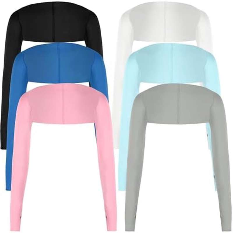 Women 6pcs Cooling Arm Sleeves with Finger Holes Breathable Sun Protection for Golf Beach Outdoor Sports Multi Color Pink Grey Light Green Non Elastic Snug Fit Shield Heat Retention Casual Athletic Use Sleeve Covers