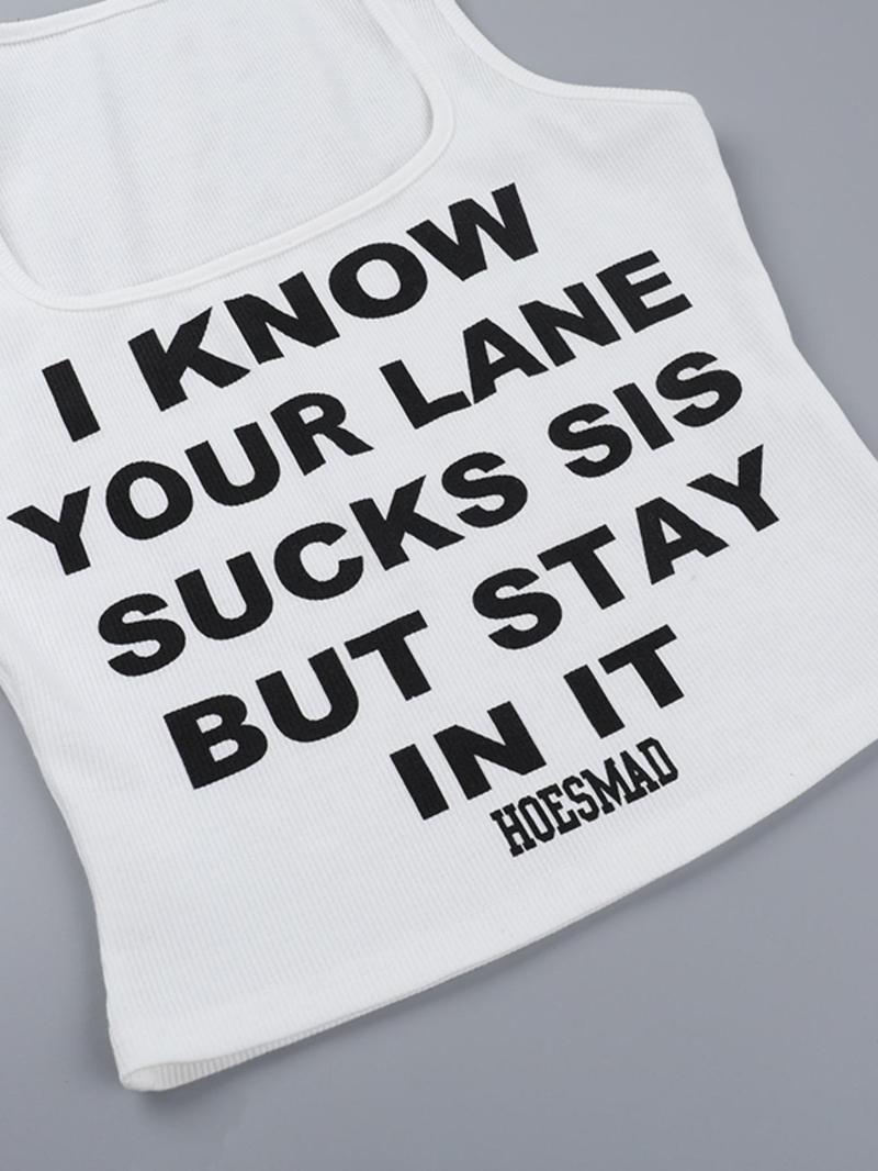 Women's Letter Print Tank Top, Casual Sleeveless Top for Summer, Ladies Clothes for Daily Wear, Womenswear