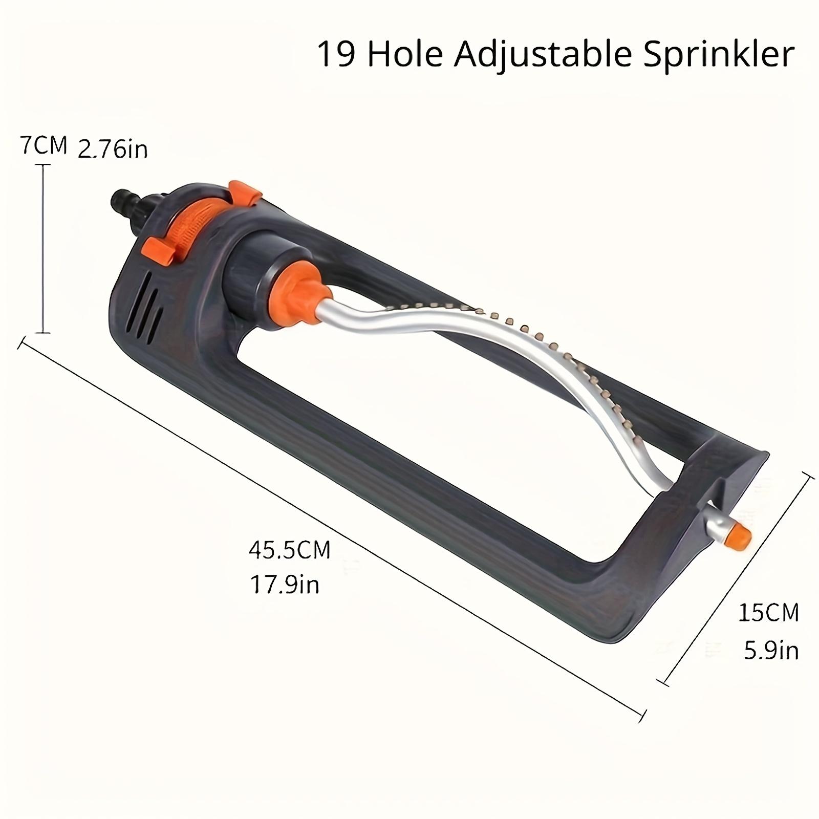 Automatic Oscillating Sprinkler with 19 Hole Adjustable Watering System – Lawn and Garden Sprinkler with Universal Hose Connector, Even Coverage for Yard, Patio, Grass, Durable Plastic, No Battery Required, Easy Setup Outdoor Watering Tool