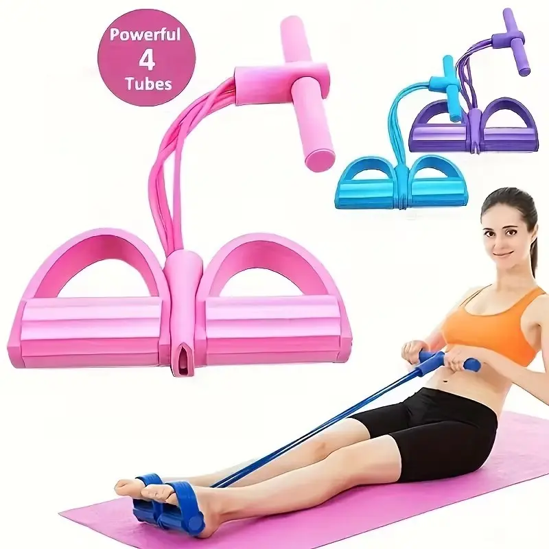 4 Tube Elastic Yoga Board Resistance Band, Full Body Workout, Home & Gym Use, Multi-Functional Tension Rope, Fitness Equipment