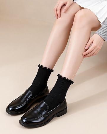 Ruffle  Womens 6 Pairs Cute Ankle Lettuce Edge Frilly Crew  for Bridal & Womenswear Comfortable & Stylish Colorblock Thermal Lined Women's Socks Over-the-Knee Compression Backless Bodysuit with Cup Kawaii Embroidered Floral Knee-High heatless curl