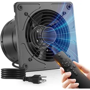 6 Inch Kitchen Exhaust Fan with Remote, 358 CFM High Airflow Extractor Fan, Energy Efficient 10W EC  Ventilation Fan for Garage, Attic & Greenhouse, 9-Speed, Timer, Low Noise 50dB,FCC,Black