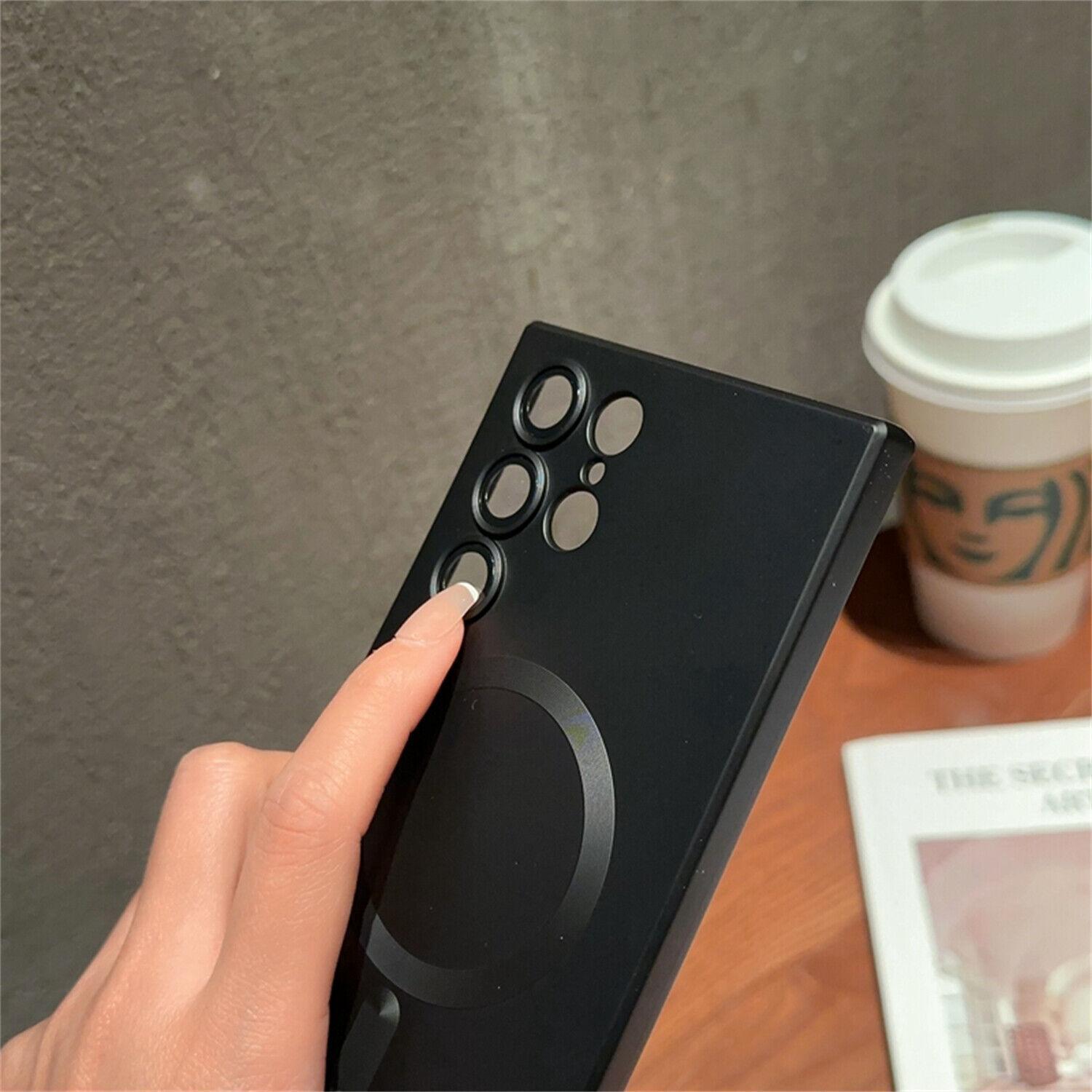 For Samsung Galaxy S24 Ultra S23 Plus S22 S21 S20 Magnetic Mag Safe Cover Matte Luxury Soft Metallic Luster Design with Camera Lens Protector, Shockproof Anti-Scratch Phone Case