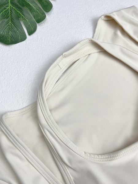 Women's Two-Piece Set, Halter Crop Tank Top & Thumb-Hole Sports Tee, Sleeveless Cami & Buckle-Front Top, Gym Yoga Exercise Clothing for Women, Sportswear For Gym