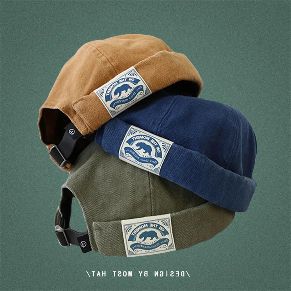 Fashion Cotton Brimless Hat Men Women Retro Skullcap Melon Docker Cap Street Hip Hop Without Visor Summer Outdoor Beanie Gorras