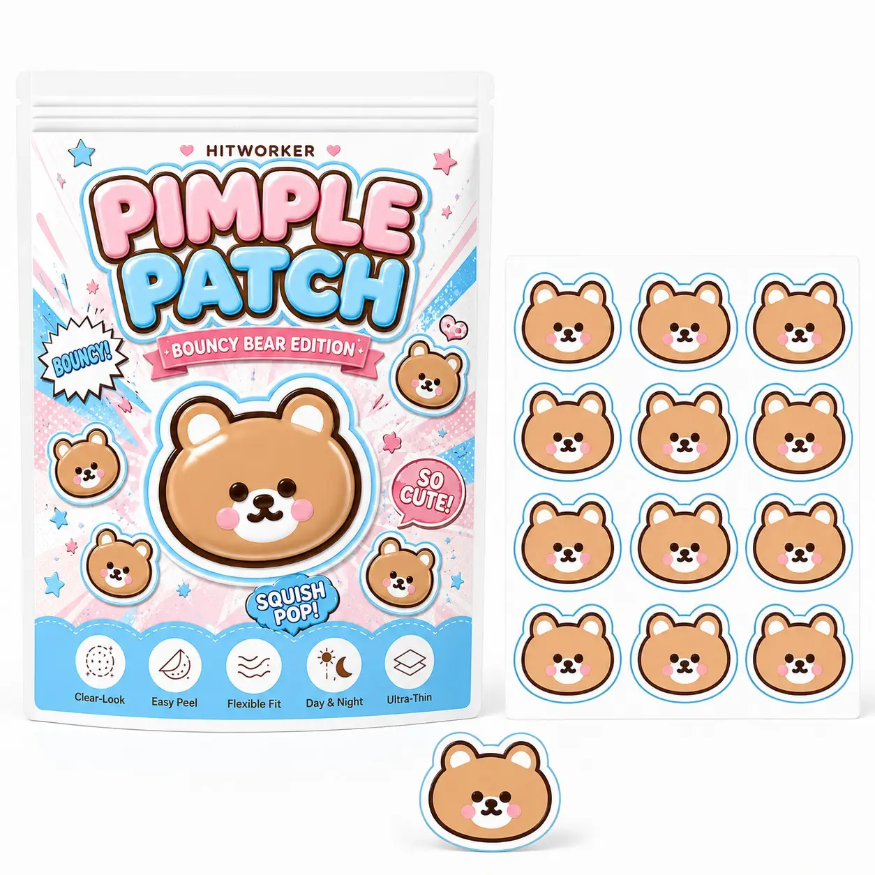 60pcs Pimple Cover Patches, Clear-Look Hydrocolloid Beauty Patches, Day and Night Use, Easy Peel Spot Cover, Skin Care Solution