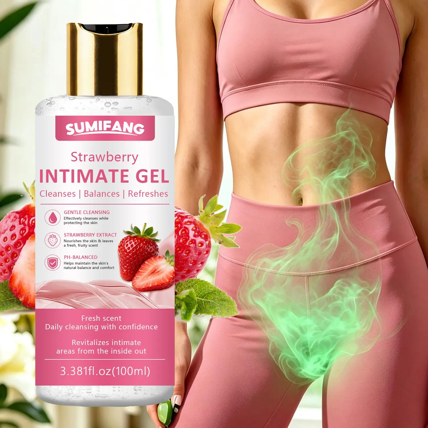 100ML Strawberry Nourishing Body Care Gel, Hydrating with Ha, Collagen, Retinol, Glycerin, Strawberry Extract, Gentle Moisturizing, Ph Balanced, All Skin Types