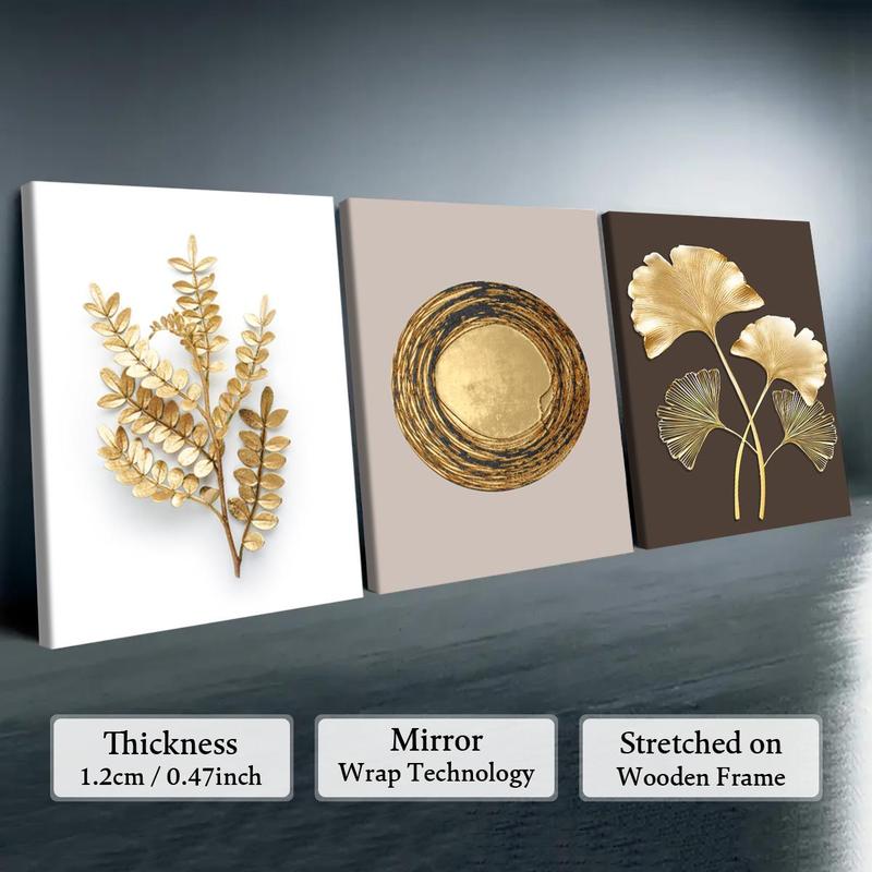 Wooden Framed Canvas Painting, 3 Counts/set Flower Pattern Wall Art, Modern Art for Home Living Room Bedroom Office Decor