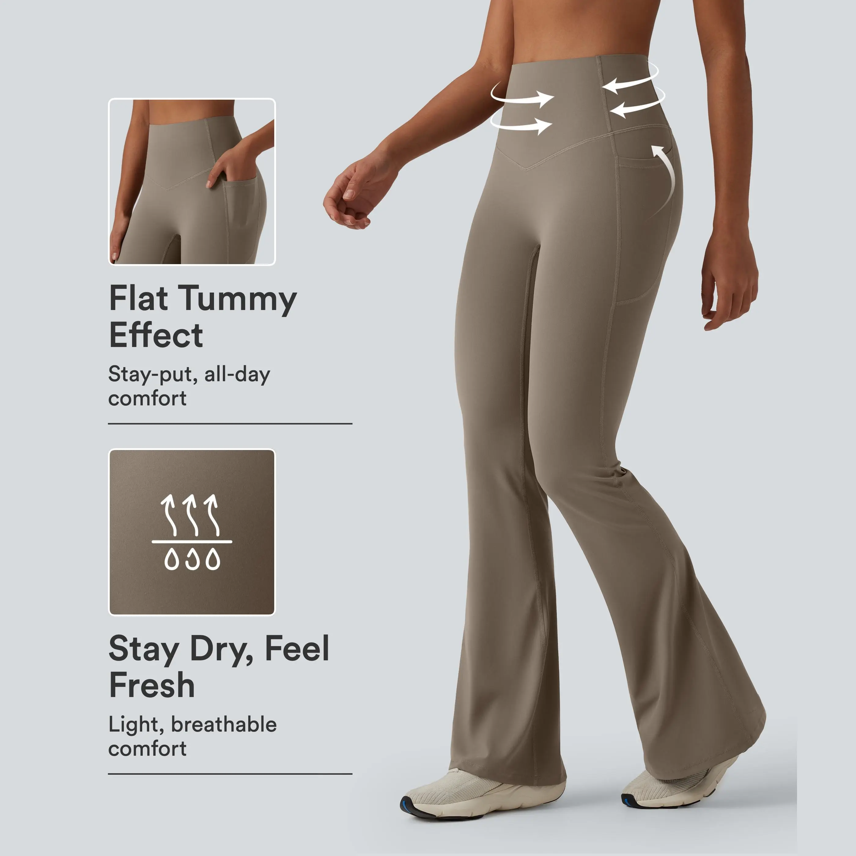 Halara UltraSculpt™ High Waisted Tummy Control Flare Yoga Leggings with Pockets