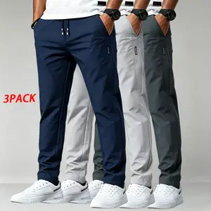 3Pack Men'S Solid Loose Minimalist Relaxed Sweatpants Solid Fashion Pants,Versatile Year-Round Sports Trousers straight leg Pant,Ideal For Autumn-Winter Sweats,Fashionable Jogger Casual Sport Loose Casual Sweatpants Baggy Wide