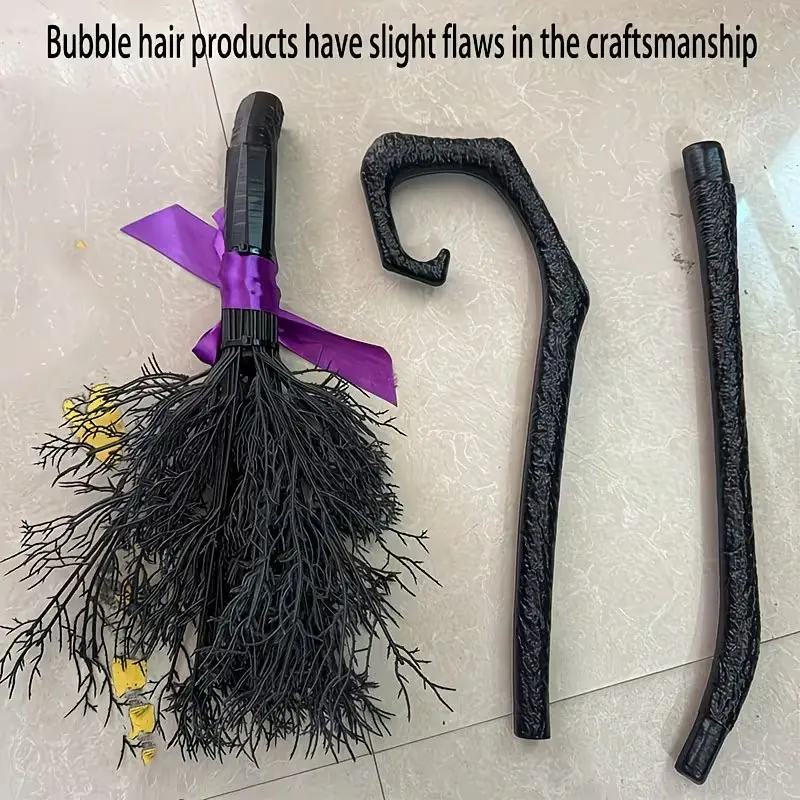 54.5 Inch Witch Broom with Ribbon, Perfect for Halloween Evil Witch Costume, Party Props, Photo Booth Accessories, Halloween Decoration