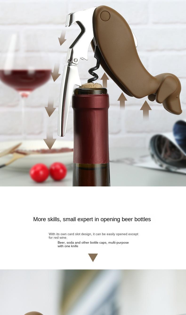 Dog Wine Bottle Opener Corkscrew with Foil Cutter Beer Opener Manual Wine Key for Servers Waiters Bartender and Home Bar Use