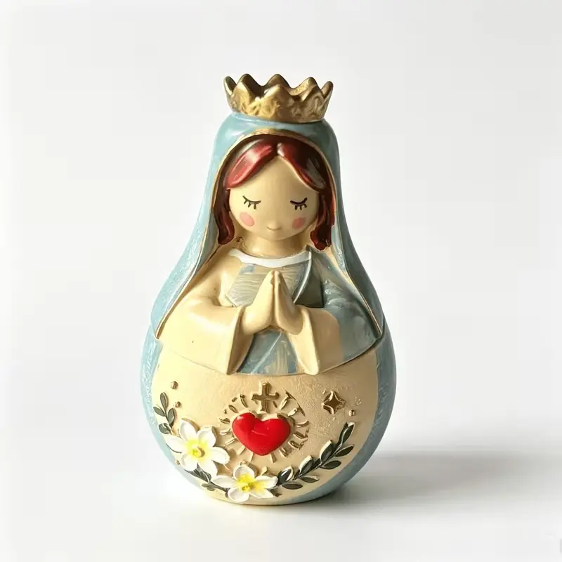 Cute Virgin Mary Prayer Jewelry Box, Sacred Heart Catholic Religious Decor, Storage Trinket Box, Christian Gift for Women, Church Tabletop Ornament