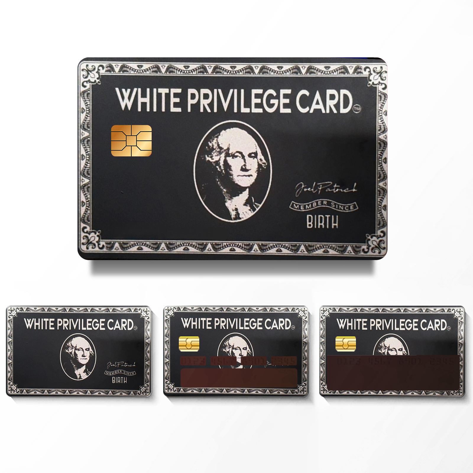 White Privilege Card Design Credit Card Ultra Thin Skin Vinyl Sticker, 4 Counts/set Ultra-thin Skin Vinyl No Residue Sticker, Waterproof & Scratch Resistant Card Sticker