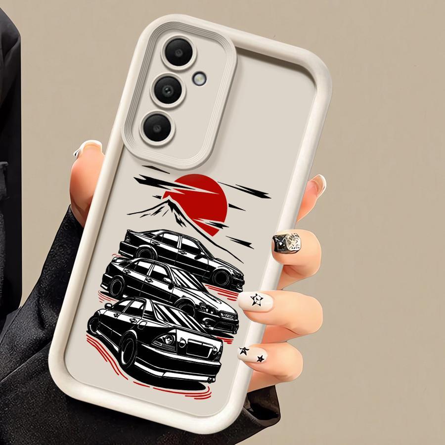Phone Case for SamSung for Galaxy A55 A25 A35 A16 A15 A54 A34 A14 A24 A53 A33 A23 A13 A52 A32 A22 A12 A51 A71 A72 A73 Silicone Cover Protective High-Quality Soft Shockproof Funda Japanese-JMD Drift-Car Art