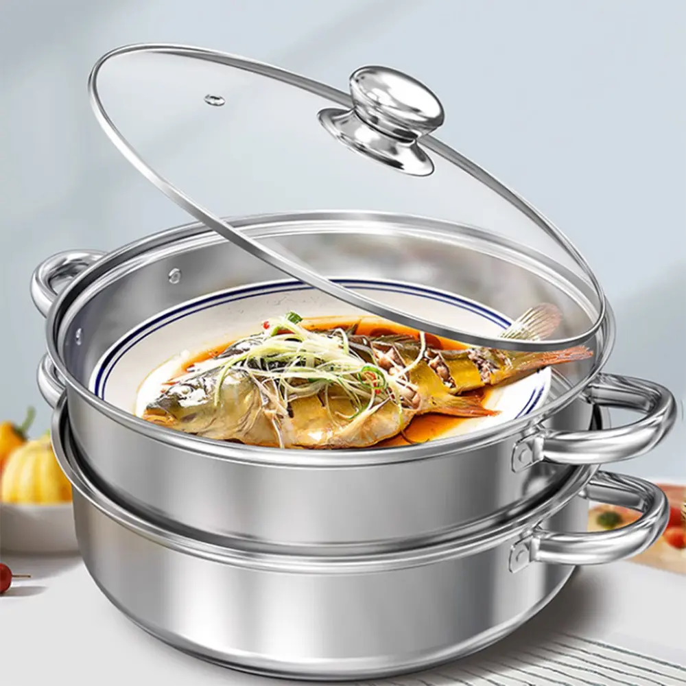 Stainless Steel Steamer Pot, Durable Thick Material, Easy to Clean, Kitchen Utensil, Ideal for Cooking, Long-Lasting Design