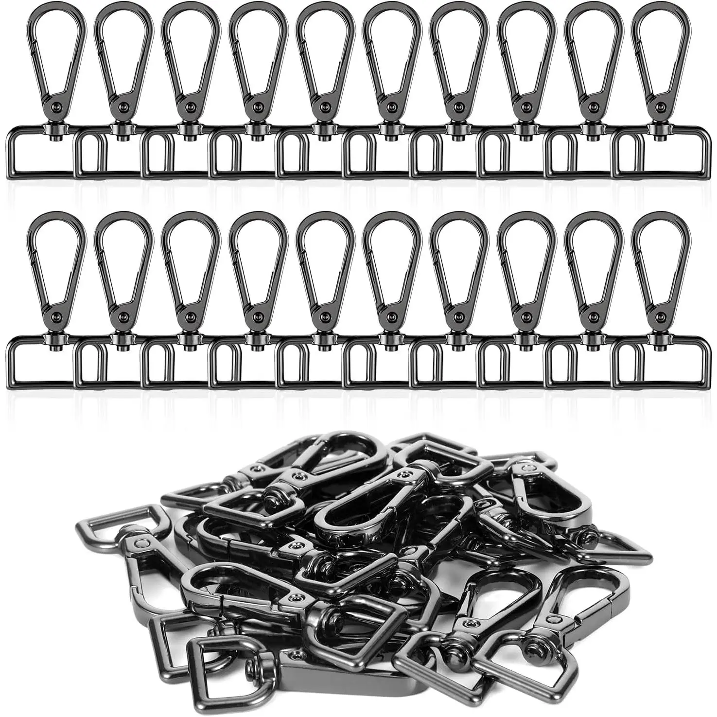 20 count Metal Swivel Lobster Clasp Hooks,D Rings Purse Hardware for Bag Making,Purse Strap Hardware Push Gate Snap Hooks Trigger Clips for DIY Crafts  Purse Handbag Making (Black,1 Inch)
