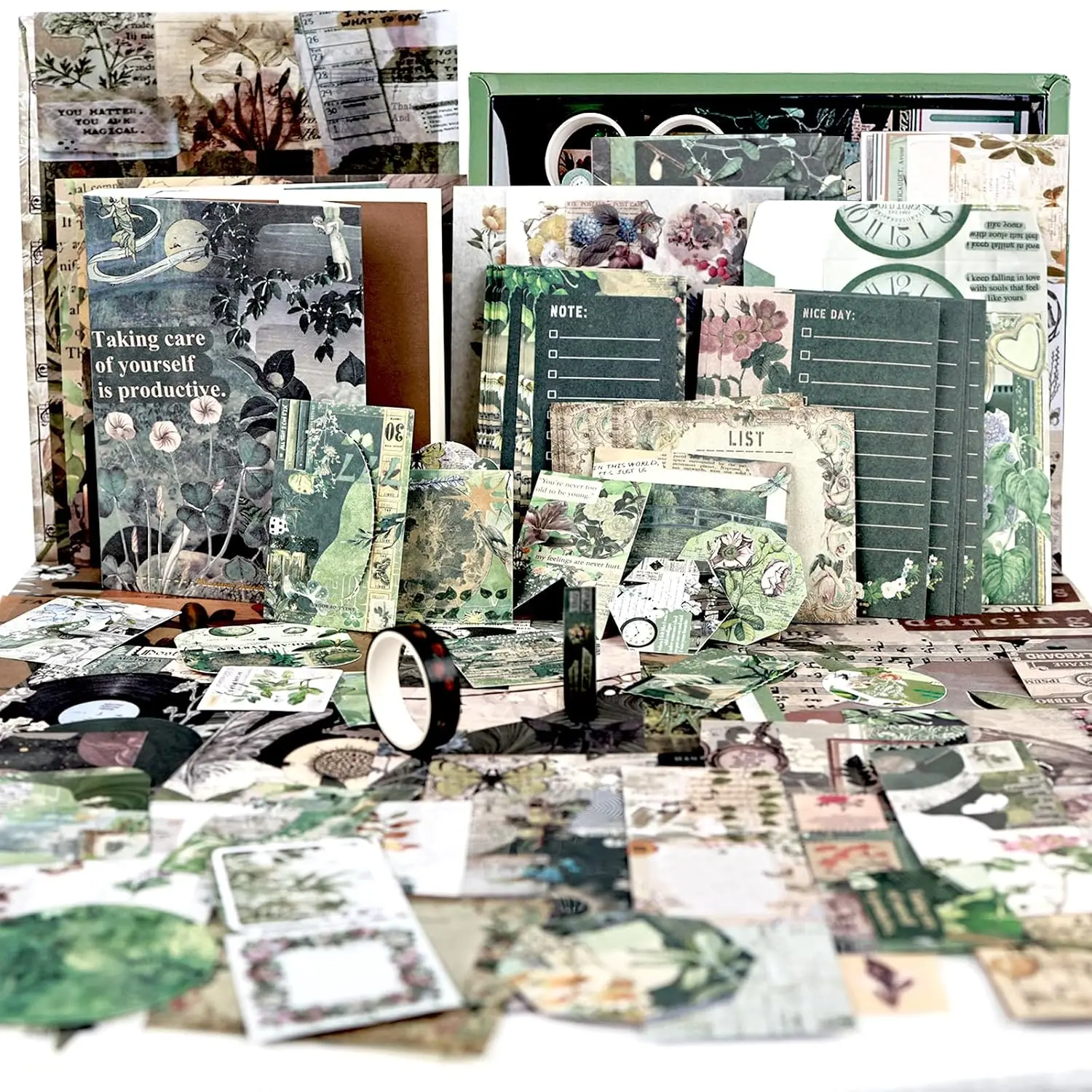 Scrapbooking Supplies Kit, 185 count Junk Journal Kit with Scrapbook Paper Sticker Aesthetic Notebook Scrapbook Kit, Art Craft DIY  for Adult Women