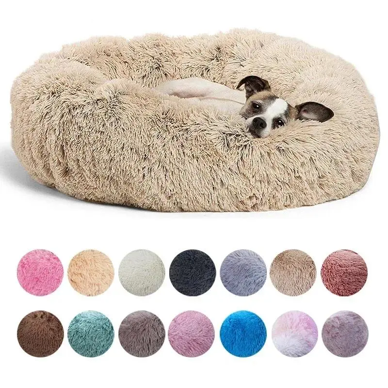 Round Plush Fabric Pet Circle Bed - 40-90cm, 6 Sizes, Super Soft Winter Warm Cozy Resting Bed for Medium to Large Dogs & Cats, Plush Pet House