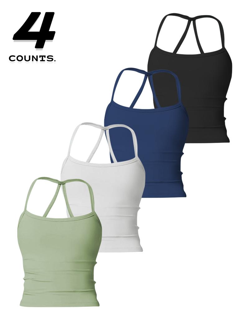 Women's Solid Color Sports Singlet, Comfortable Breathable Sports Top with Chest Pad, Ladies Sportswear for Indoor Outdoor Wear, Activewear, Activewear Fitness, Athletic Top