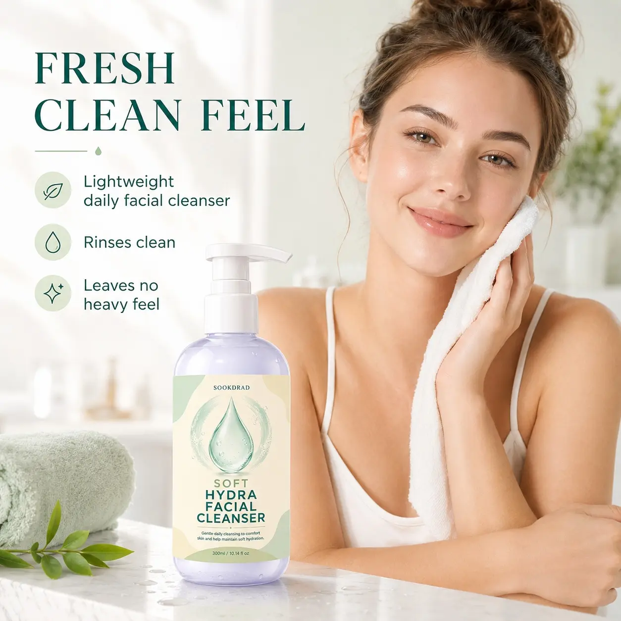 Hydra Facial Cleanser, gentle daily cleansing, comfort skin, maintain soft hydration, facial use, soft hydrating, 300ml/10.14 fl oz