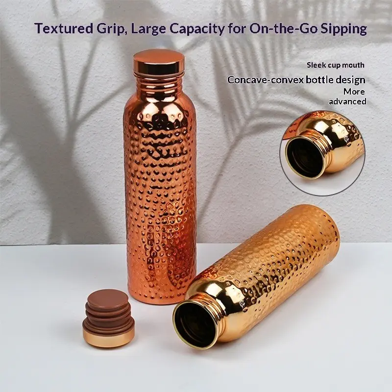 High-End Handmade Hammered Stainless Steel Water Bottle, Portable Sports Cup, Outdoor Picnic Hiking Insulated Large Capacity Flask