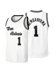 Holographic Glitter San Antonio #1 Basketball Jersey Men Women Double Layer Bling Vintage Loose Sleeveless Tank Top Streetwear