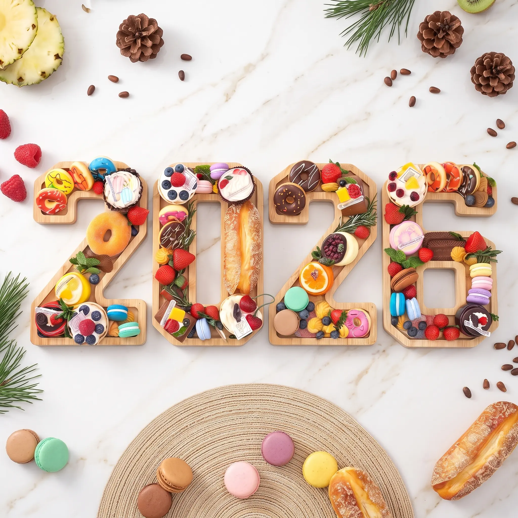 Class of 2026 Graduation Charcuterie Board Set, 11.8" Bamboo Fillable Numbers Wood Trays, Reusable Washable Food Fruit Dessert Snack Serving Platters for 2026 Graduation Party Decorations, New Year Eve Party, Holiday Centerpiece