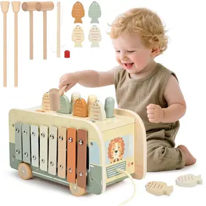 Montessori Toys for 1 Year Old - Wooden Hammering Pounding Toys for One Year Old Girls Boys Gifts, 7 in 1 Learning Activities for Baby First Christmas Birthday Gifts for Toddlers 1-3-2-4fidget toys
