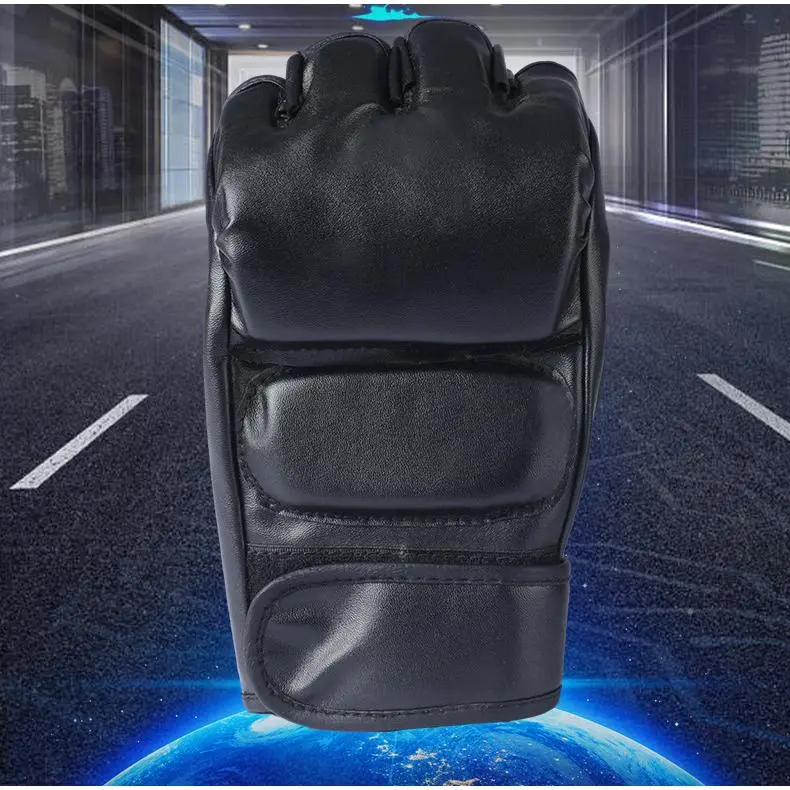 Unisex PU Leather Open-Finger Boxing Gloves - 1-Size-Fit for Adults Kids, MMA Muay Thai Sparring, Heavy Bag Training