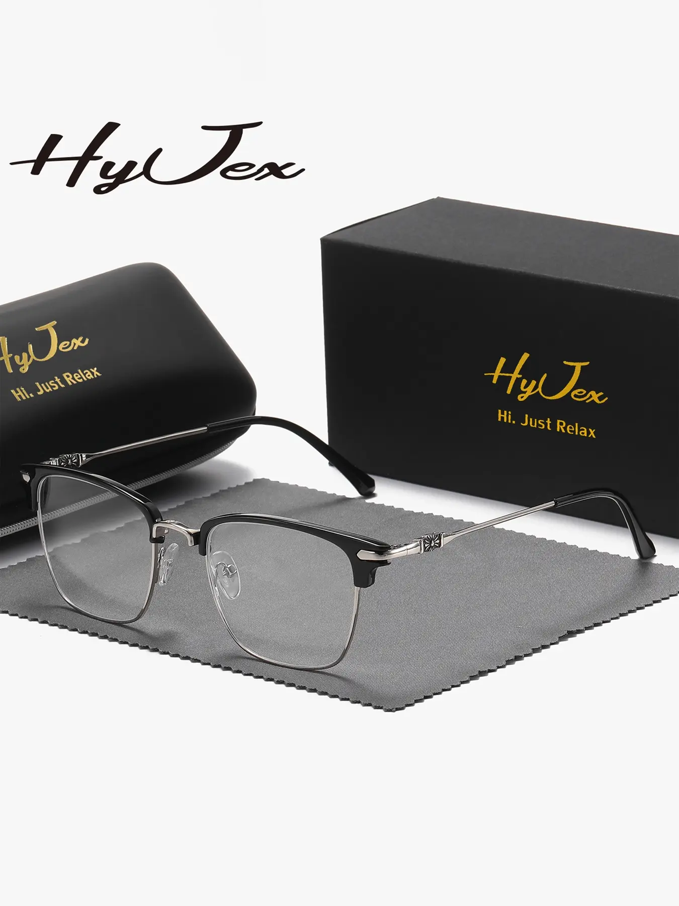 HyJex 1 Piece Unisex High-End Craftsmanship Full Frame Plaon Business Style Square Frame Plaon Glasses