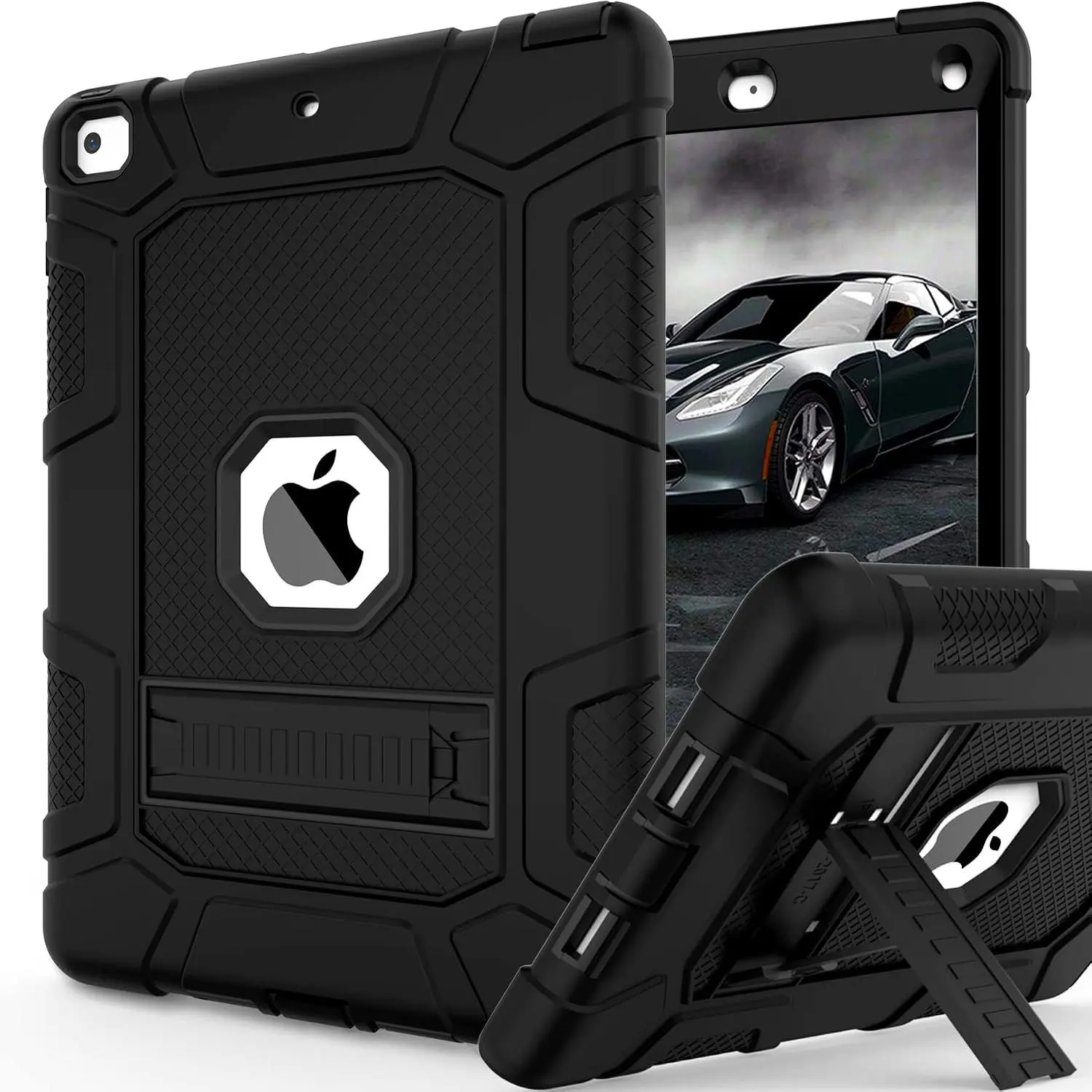 7.9 Inch iPad Mini 4/5 Tablet Case - 3-Layer Hybrid Rubber Synthetic Armor, Shockproof Rugged Drop Protection, Built-In Kickstand Tablet Accessories Protective Cover, Model 1