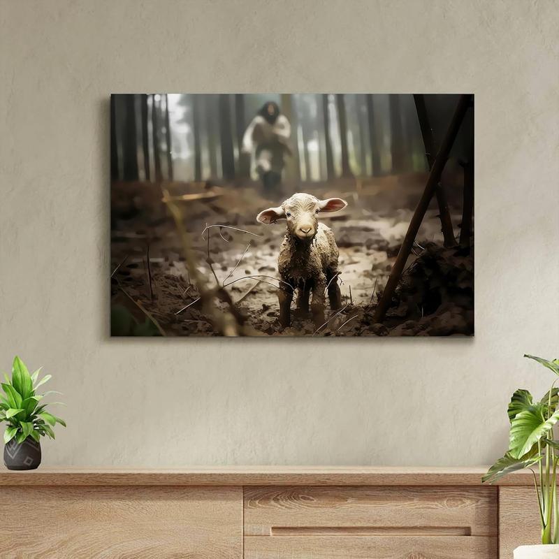 1 Count Framed Jesus Christ Canvas Wall Art The Hand of God Jesus Reaching Into Water Christian Painting Prints Biblical Wall Decor Religious Room Decor for Church Prayer Room Schools Hospitals 16x24inch