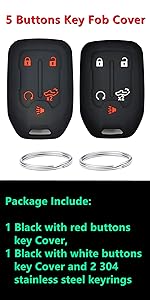 Silicone Rubber Key Fob Cover Compatible with 2014-2021 Chevrolet Suburban Tahoe GMC Yukon Yukon XL HYQ1AA