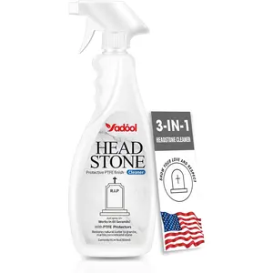 Headstone Cleaner for Graves & Memorials Removes Dirt & Plant Growth Natural Luster to Restore & Guard Granite Stone Tile Travertine Concrete Limestone Slate Marble 10.14 Fl Oz