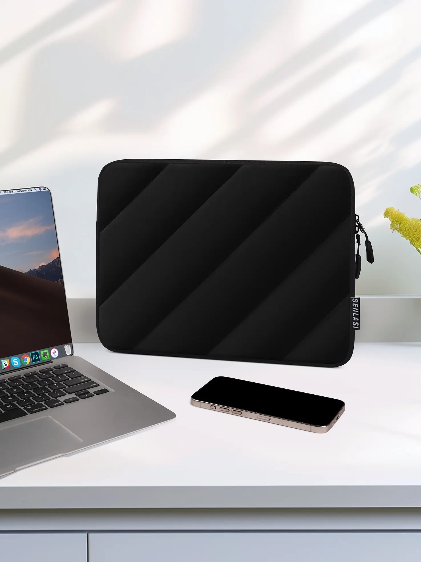Puffy Laptop Sleeve 13.5 14 15 Inch, Soft Fluffy Inner Lining, Compatible with Macbook Air, Pro, Chromebook