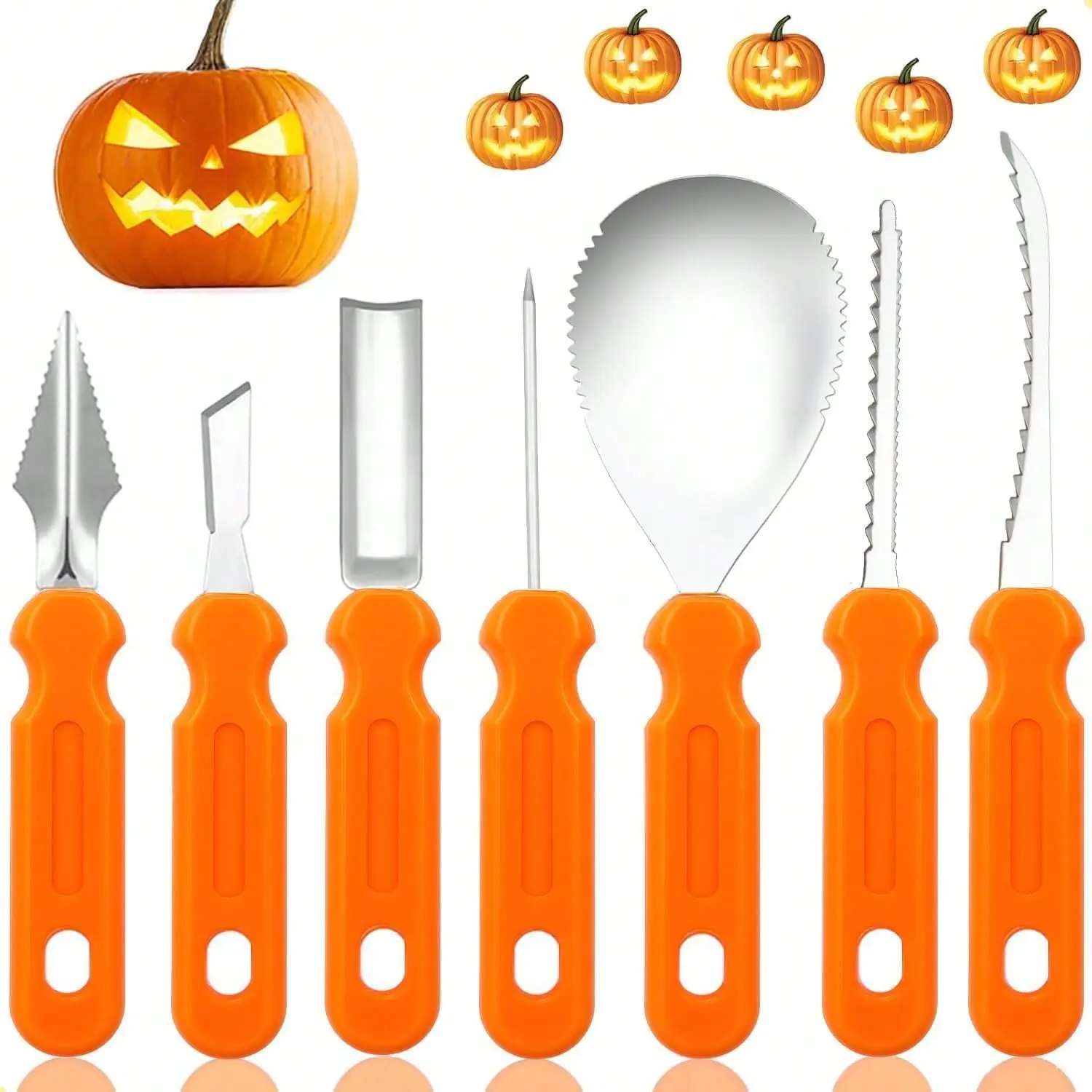 8-Piece Pumpkin Carving Kit, Halloween Professional Carving Knife Set, DIY Pumpkin Lantern Tools, Clay Tool, Handmade Pumpkin Cutter