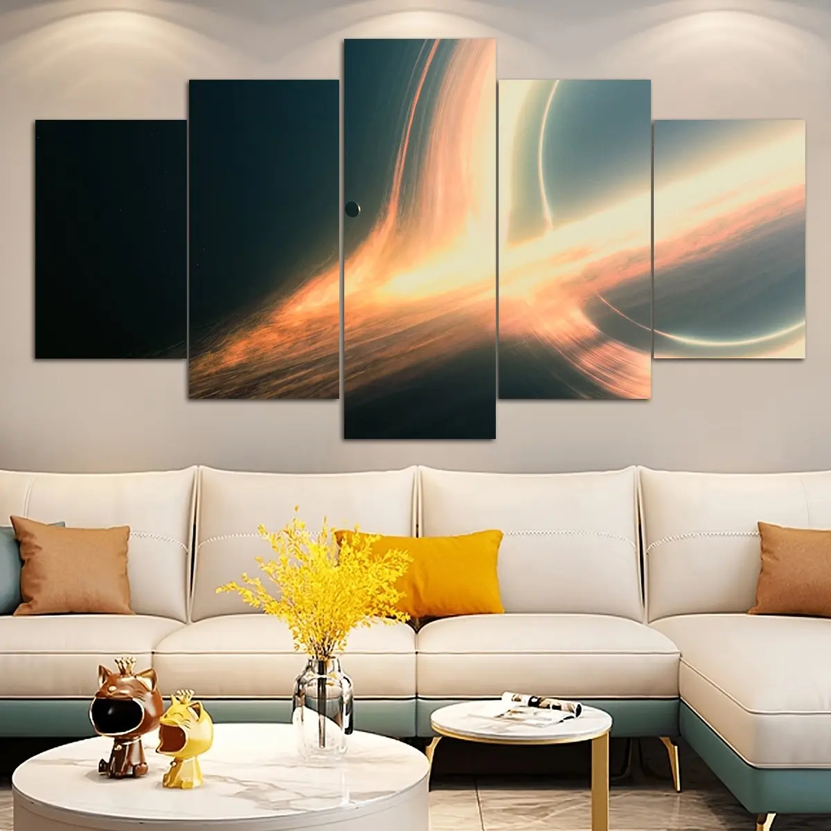 5 Piece Interstellar Canvas Art Set, Modern Wall Decor for Bedroom, Living Room, Home Office, Space and Planet Themes